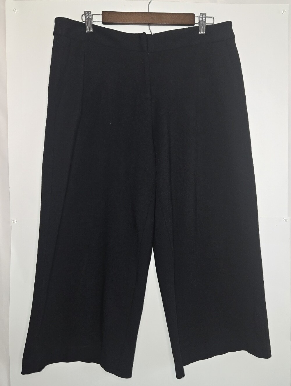 Elliott Lauren Black Cropped Wide Leg Trousers Pants Womens Size 12 Office Sleek